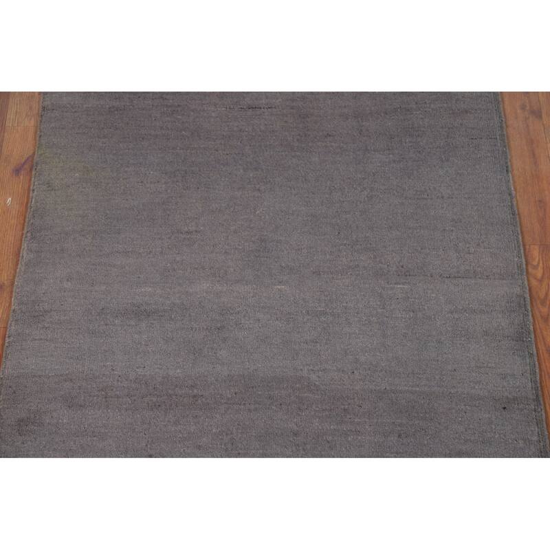Gray Blue Gabbeh Oriental Runner Rug Handmade Wool Carpet - 2'11"x 6'8"