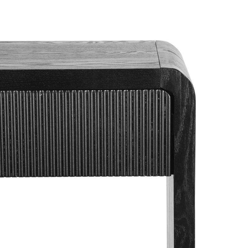 Modern 59" Console Table with 3 Drawers, Vertical Slats and Round Edge Design for Entryway or Hallway
