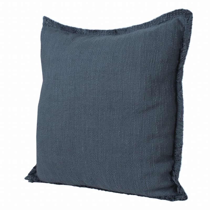 HomeRoots 20" X 20" Navy Blue 100% Cotton Zippered Pillow