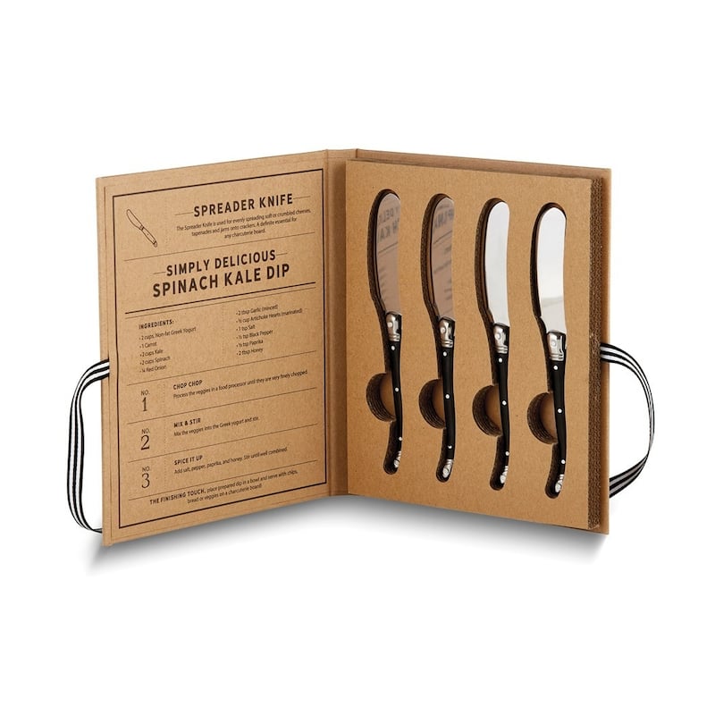 Curata Charcuterie Spreaders Set of 4 Stainless Steel Cheese Knives with Plastic Handles