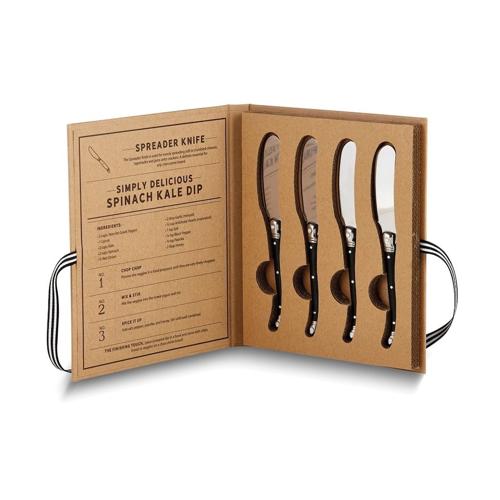 Curata Charcuterie Spreaders Set of 4 Stainless Steel Cheese Knives with Plastic Handles