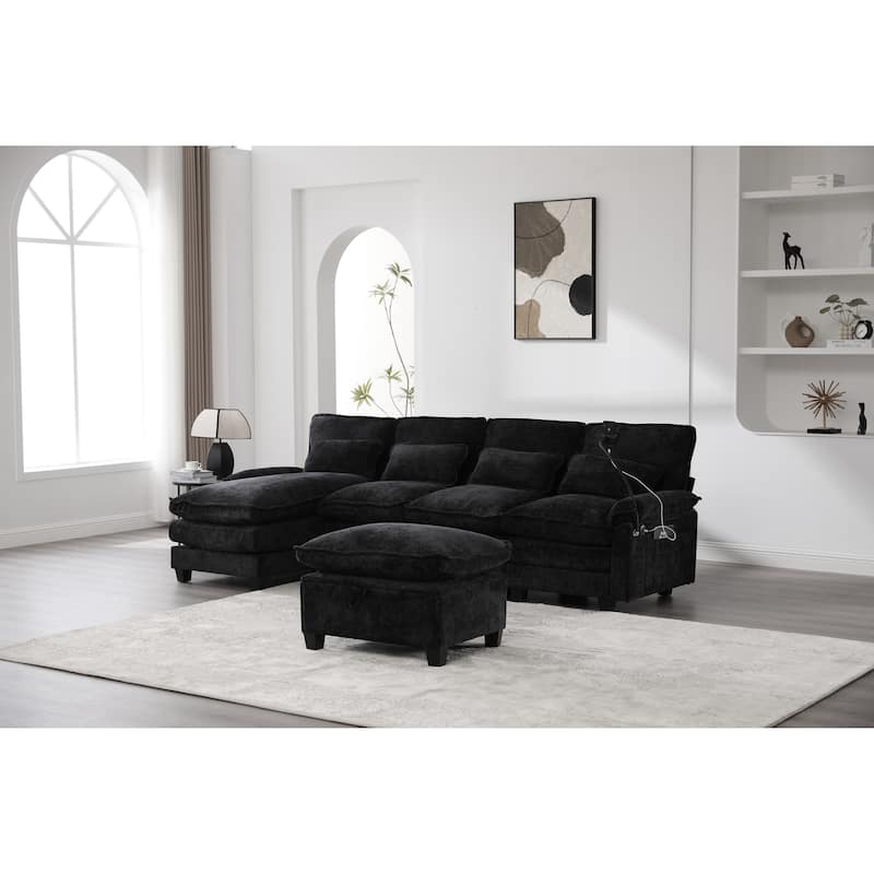GDFStudio - Lara 106" U Shape Sectional Sofa Cloud Couch for Living Room