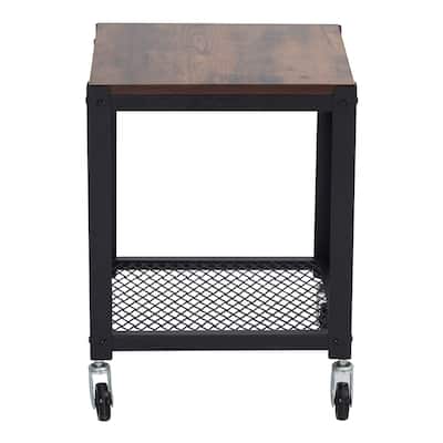 Easy Assembly End Tables 2 Tier Heavy-Duty Steel Frame, Industrial Side Table for Living Room