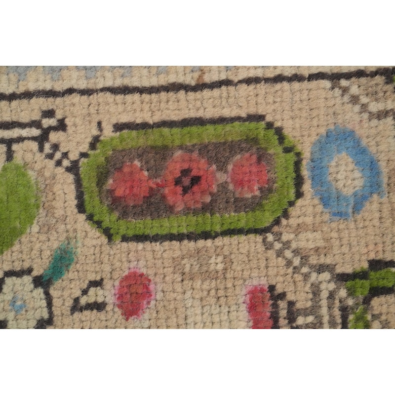Hand Knotted Oriental 100% Wool Carpet Traditional Floral Beige & Ivories Tabriz Area Rug - 9' 4'' X 6' 3''