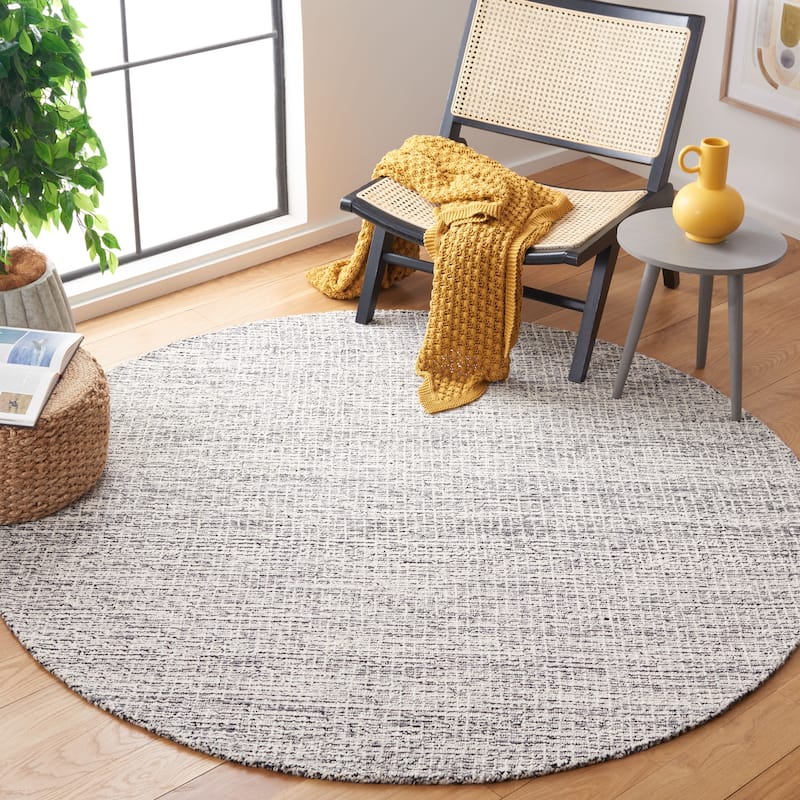 SAFAVIEH Handmade Abstract Frouwa Modern Wool Rug - 6' Round - Black/Grey