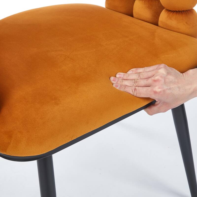 Fabric Modern Chairs (Set of 2) with Golden Iron Tube Legs, Soft Cushions, and Comfortable Backrest