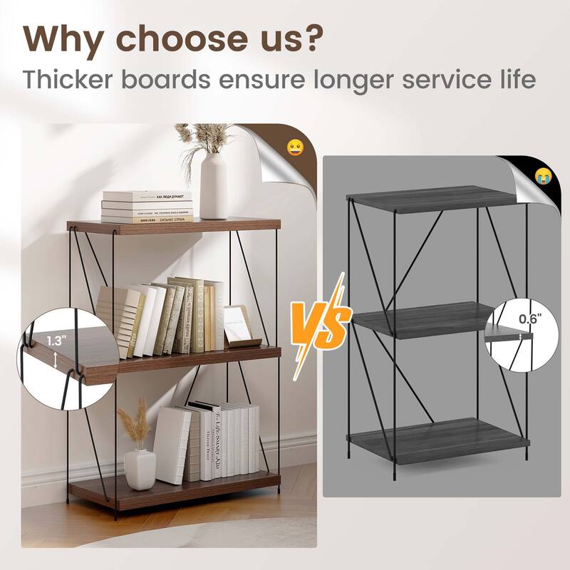 Costway 1/2 PCS 3-Tier Multipurpose Display Rack Freestanding Bookcase