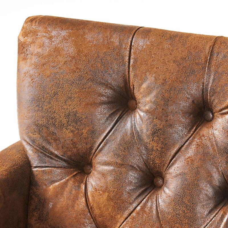Modern 28" Upholstered Button Tufted Club Chair with Nailheads and Birch Wood Legs