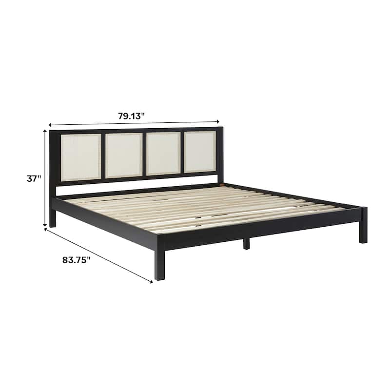 Middlebrook Designs Boho Solid Wood Rattan Headboard King Bedframe