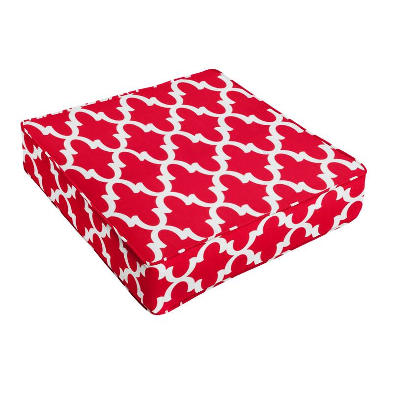 Sorra Home Outdoor Corded Deep Seating Cushion - Fynn Rojo - 22.5 in W x 22.5 in D x 5 in H