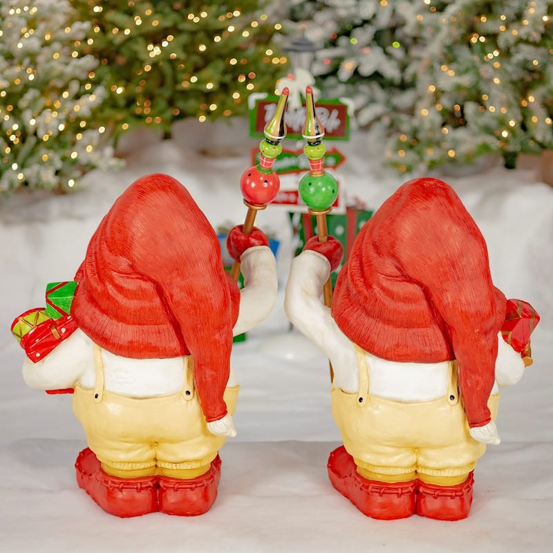 Set of Two 27.5" Tall Santa Gnomes Statues - 23.76"x24.65"x17.4"