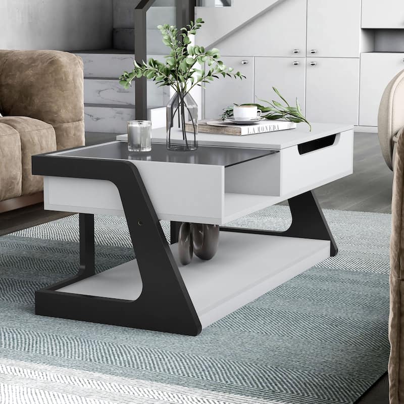 DH BASIC Contemporary White 49-inch Lift-top Coffee Table by Denhour