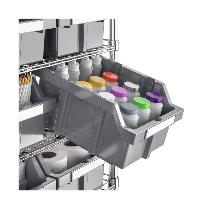 Seville Classics Commercial 7-Tier NSF 12 Bin Steel Rack Shelving Storage System, 24" W x 14.25" D x 56" H