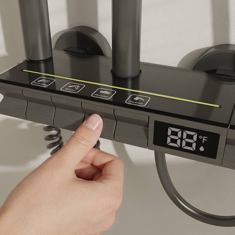 Shower System with LED Temperature Display, 4 Function Shower Panel Waterfall Tub Spout,Shower Faucet Set