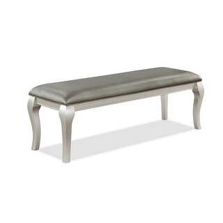 52 Inch Bench with Wood Frame and Cabriole Legs - 52L x 16.4W x 19H, in ...