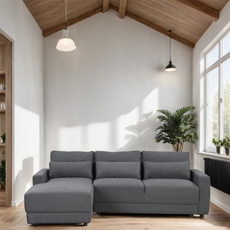 L-Shaped Sectional Sofa with Removable Back Cushions and Pillows