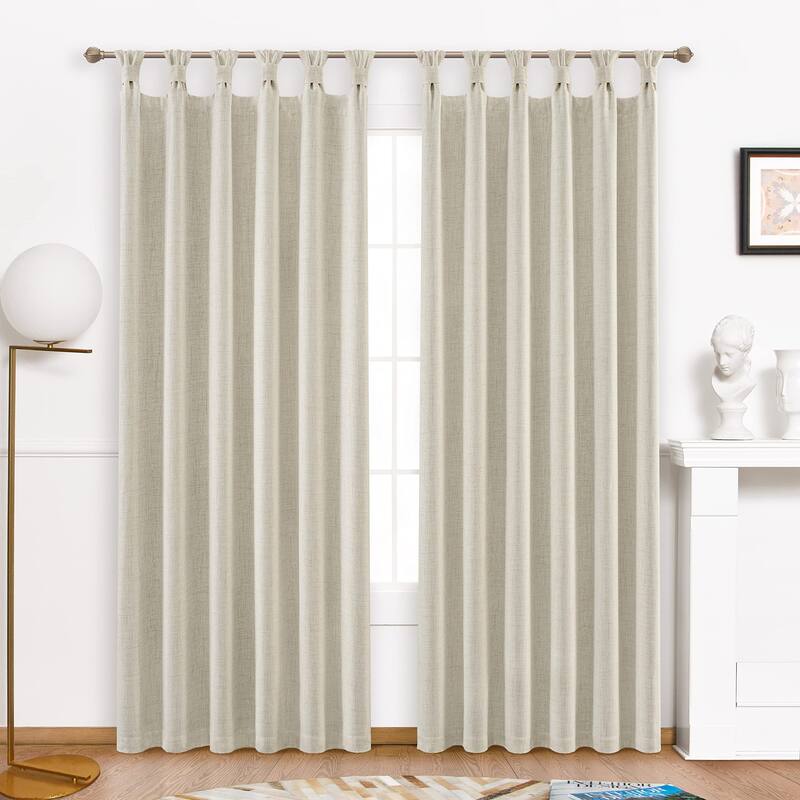 DriftAway Twist Tab Linen Textured Lined Blackout Solid Curtains 2 Panels