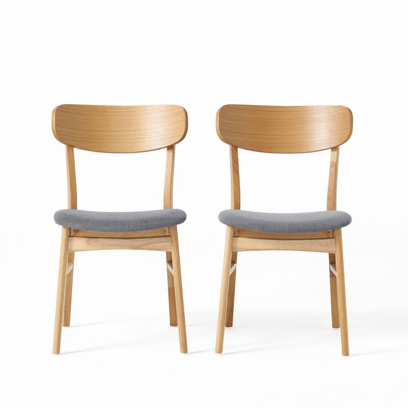 Solid Wood Dining Chairs with Upholstered Seat, Open Back, Set of 2