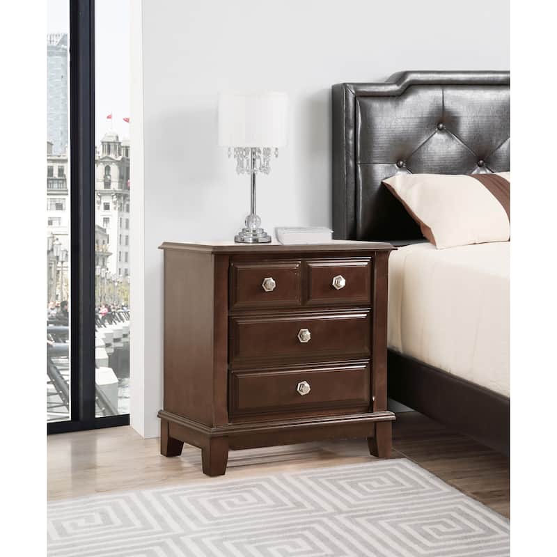 Modern Bedroom Cabinet Bedside Table with Three Spacious Drawers Storage Nightstand