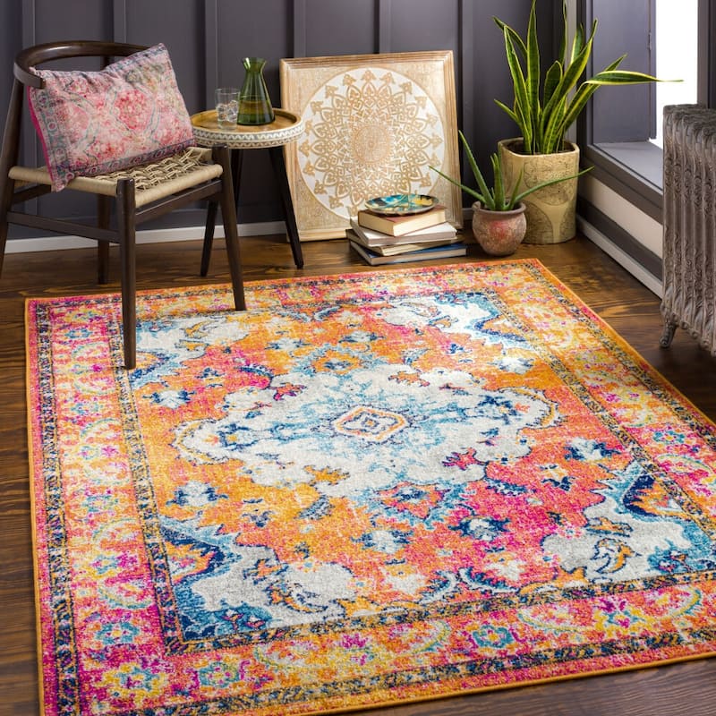 Livabliss Frederika Faded Medallion Area Rug