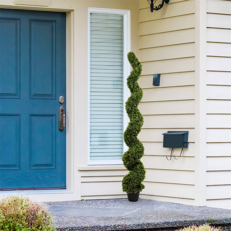 Set of 2 6FT Spiral Topiary Trees Artificial Outdoor