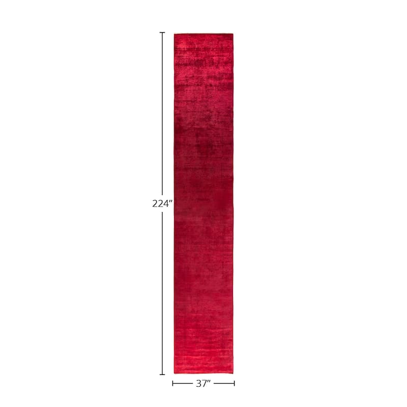 Fine Vibrance, One-of-a-Kind Hand-Knotted Runner Rug - Pink, 3' 1" x 18' 8" - 3' 1" x 18' 8"