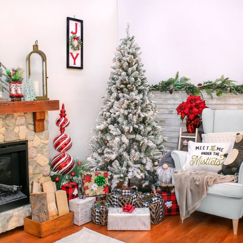 National Tree Company 6.5 ft. Snowy Mixed Pine Tree with Clear Lights - 6.5 Foot