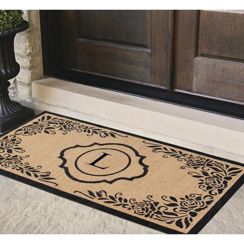 A1HC Hand Crafted Entry Flocked Coir Monogrammed Welcome Entrance Doormat 36"x72"