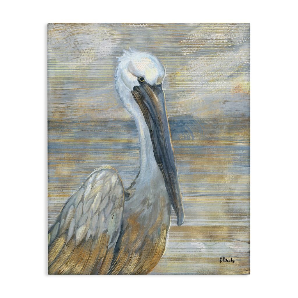 Stupell Coastal Pelican Bird Abstract Portrait Stretched Canvas Wall Art, Design by Paul Brent