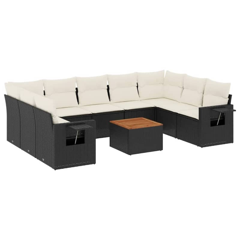 vidaXL Patio Sofa Set with Cushions Outdoor Furniture 10 Piece Poly Rattan