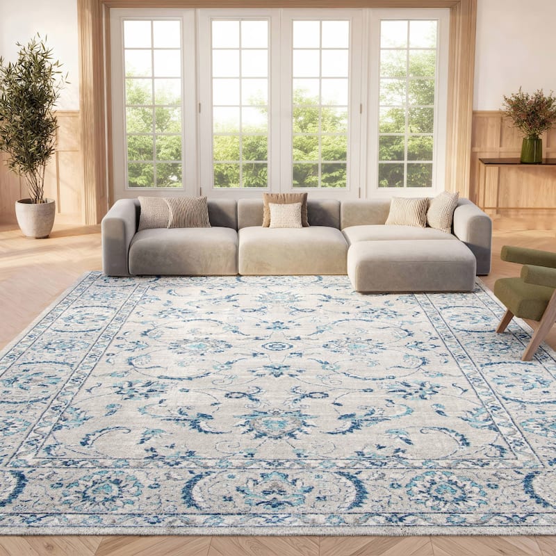 SAFAVIEH Brentwood Agistina Traditional Oriental Rug - 6' x 8' - Light Grey/Blue