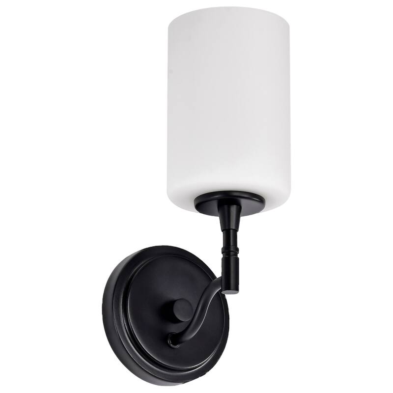 Liam 1 Light Vanity Matte Black White Opal Glass - Matte Black
