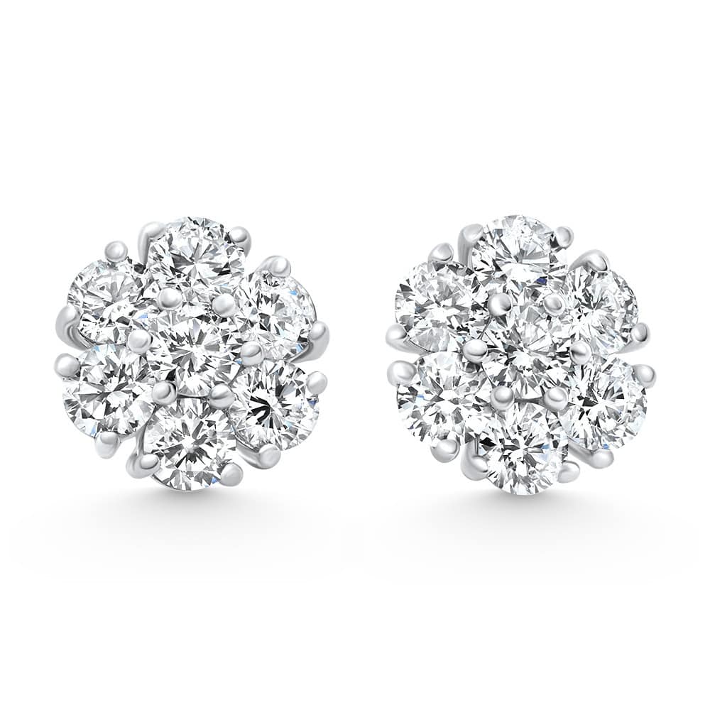 Bliss Diamond 3.60Ct Diamond Cluster Pave Studs Screwback Earrings Gold Lab Grown