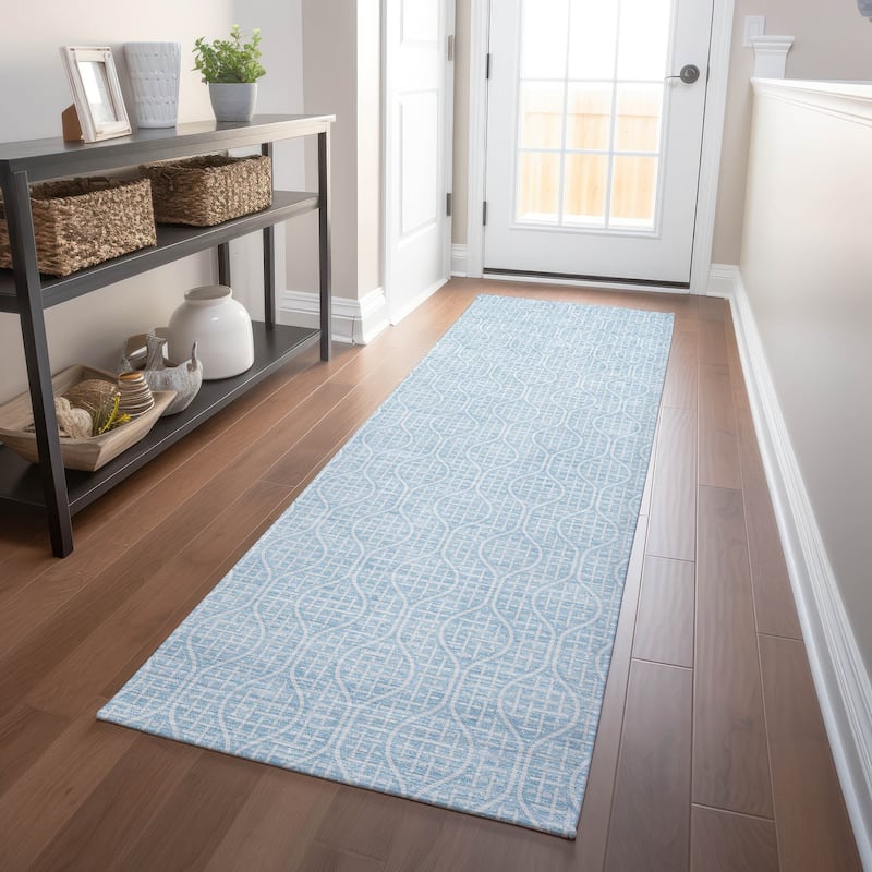 Machine Washable Indoor/ Outdoor Chantille Criss Cross Geo Rug