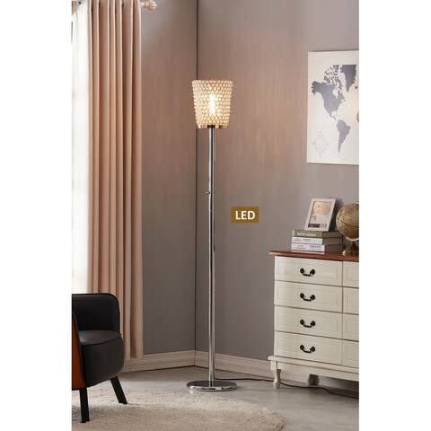 Fifth Avenue Crystal LED Torchiere Floor Lamp, Chrom/Rose Copper Shade - 71.00