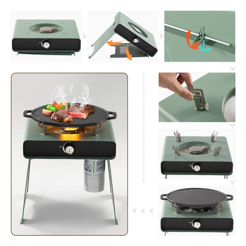 COSIEST Outdoor Patio Foldable Smokeless Fire Pit with Cooking Grill