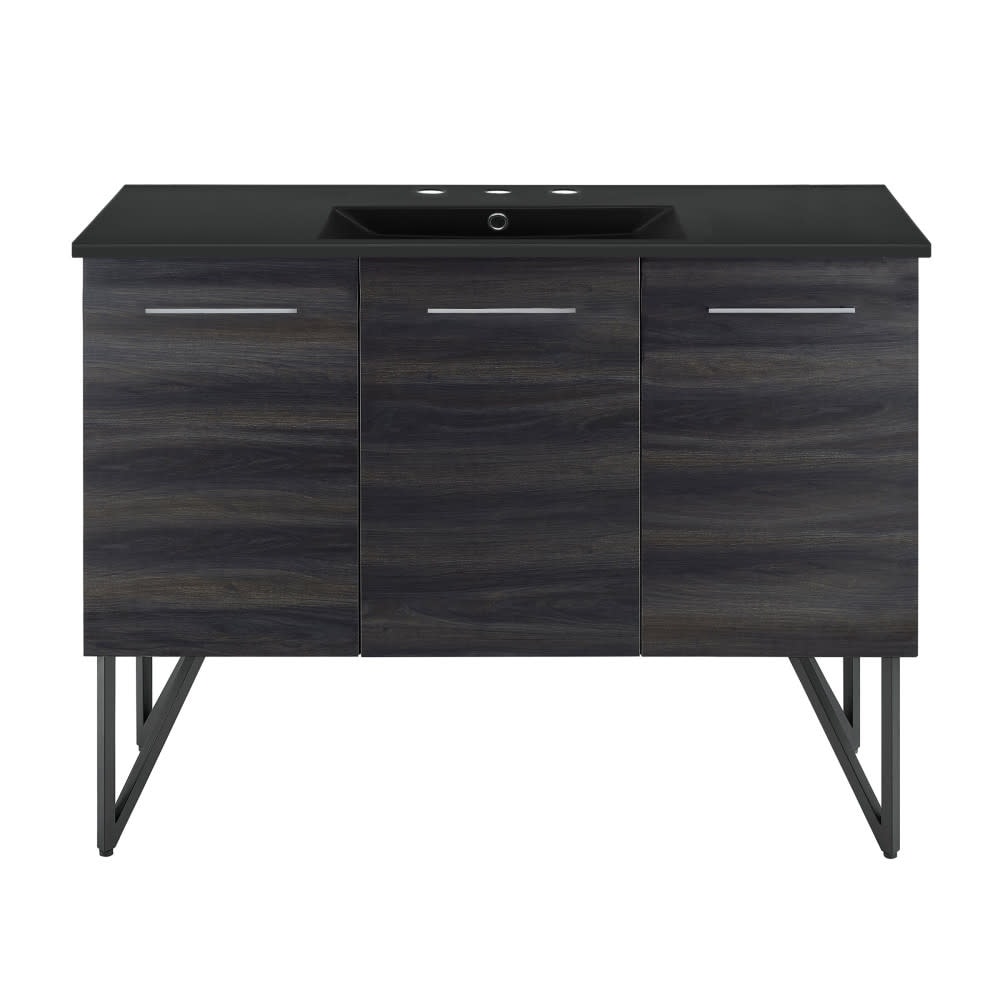 Swiss Madison SM-BV224-3MB Annecy 48" Free Standing Single Basin - Black Walnut / Matte Black