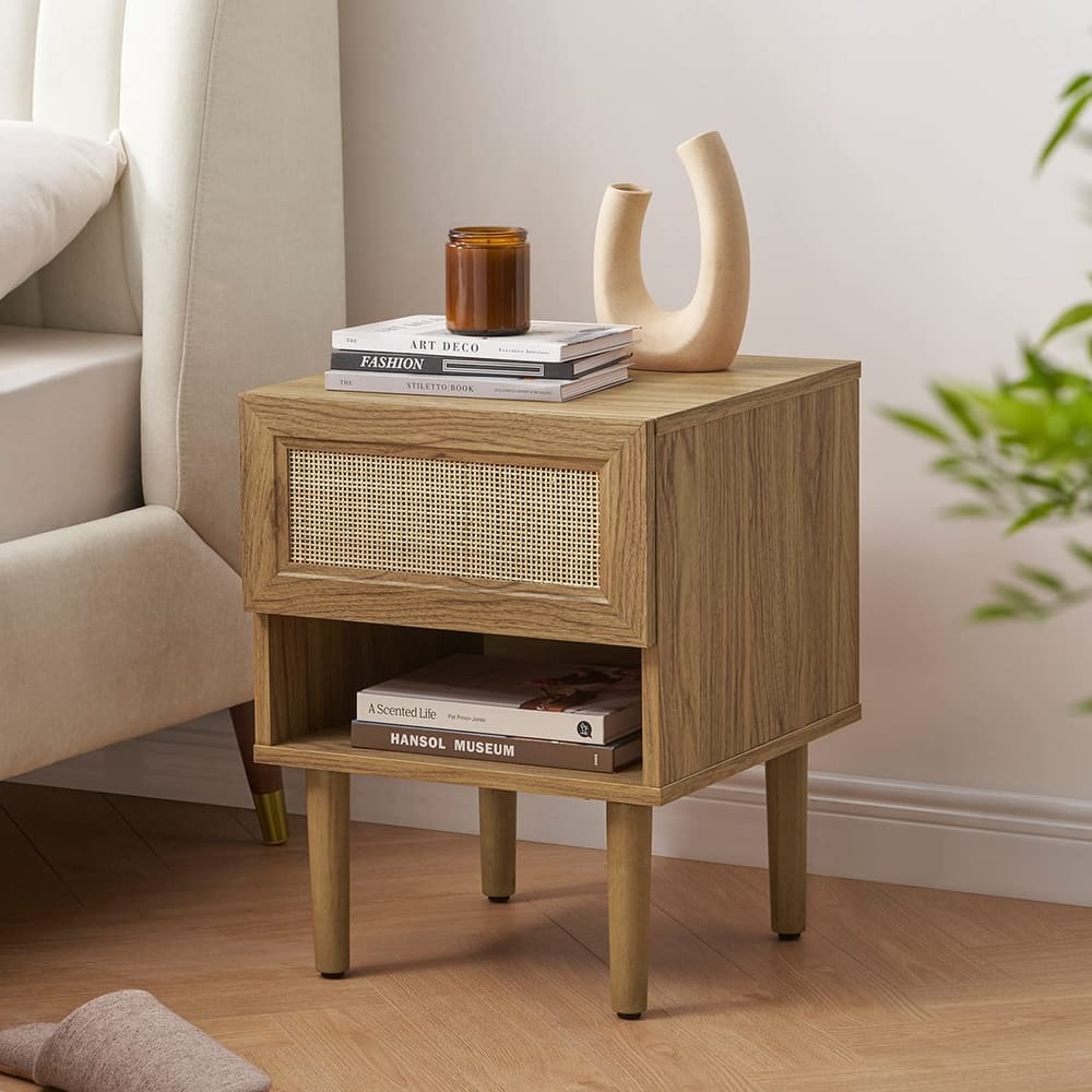 Mopio Haylee Night Stand, Side Table, End Table, Boho Farmhouse Modern Nightstand, Bedside Tables, Small Nightstand with Drawers