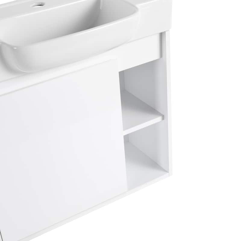 Beingnext 24"/28" Bathroom Vanity with Sink, Floating Bathroom Vanity with Soft Close Door and Shelf