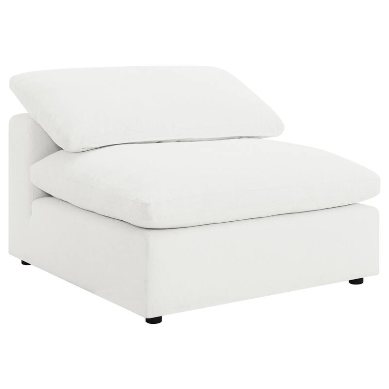 Allias Modular Armless Chair, White Boucle Fabric, Plush Foam Cushions