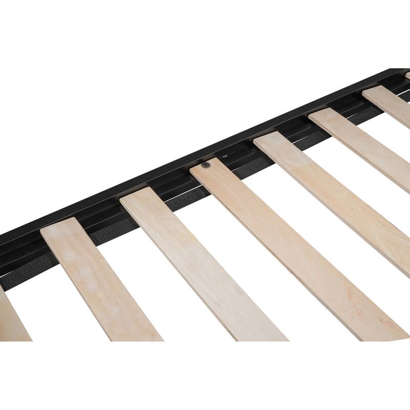 Durable Twin Over Twin Metal Bunk Bed with Guardrail and Vent Board