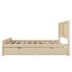 preview thumbnail 14 of 16, Queen Size Solid Pine Wood Platform Kids Bed Frame with 4-Drawers and Rattan Headboard for Bedroom, Easy to Assemble, Espresso