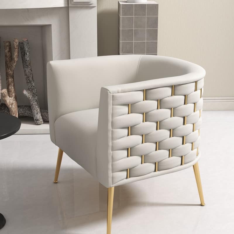 SEYNAR Mid-Century Modern Velvet Round Accent Chair for Living Room