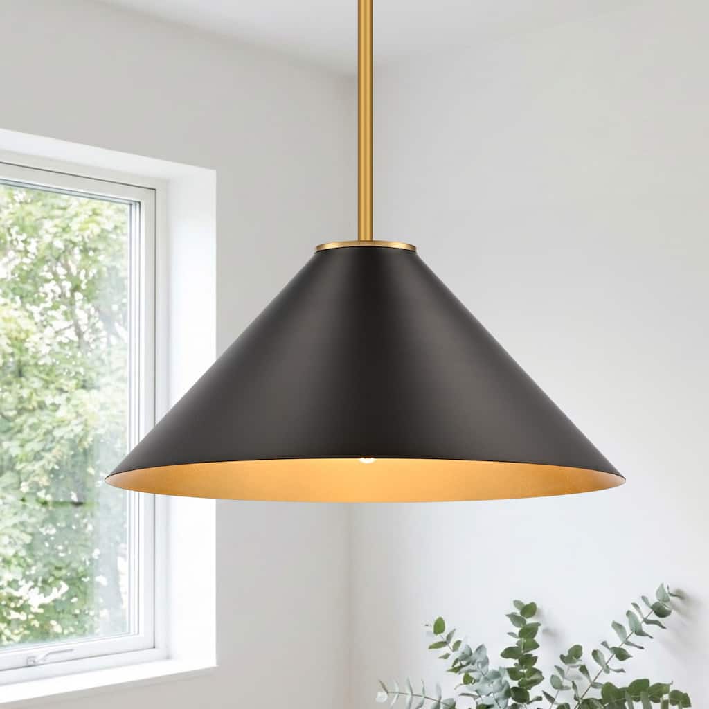 LamQee 1 -Light Metal Cone Pendant Light Adjustable Hanging Lighting - 15.7inch