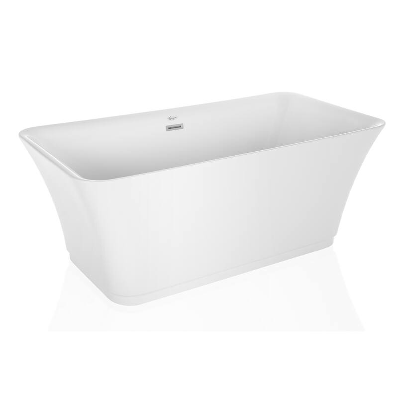 Empava 59 in Acrylic Freestanding Bathtub Soaking SPA Tub in White