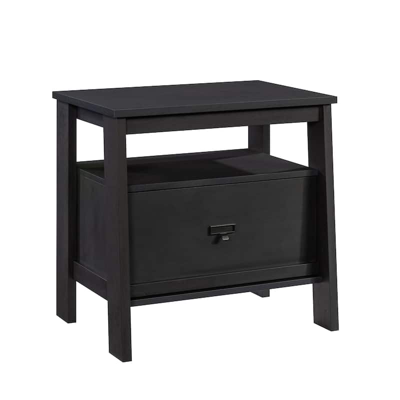 Wood Farmhouse Nightstand with 1 Drawer and Open Shelf