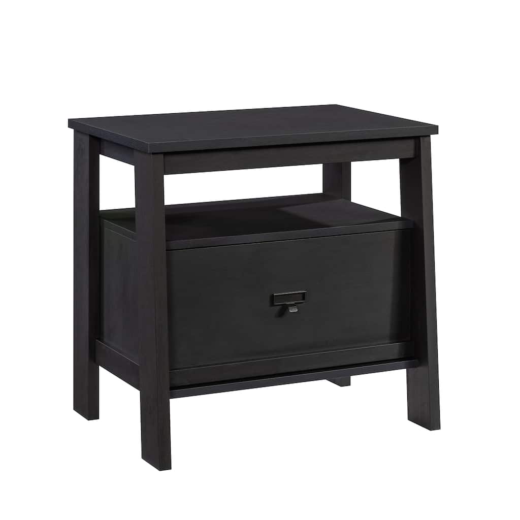 Wood Farmhouse Nightstand with 1 Drawer and Open Shelf