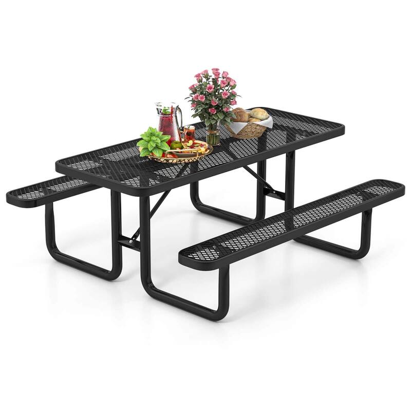 Costway 72" Coated Steel Camping Table with Seats Outdoor Picnic Table - See Details