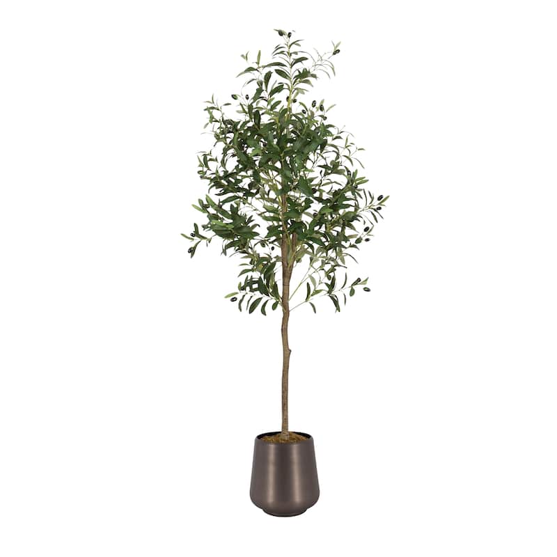 Kate and Laurel Oliveira Faux Olive Tree - 5ft - Dark Silver