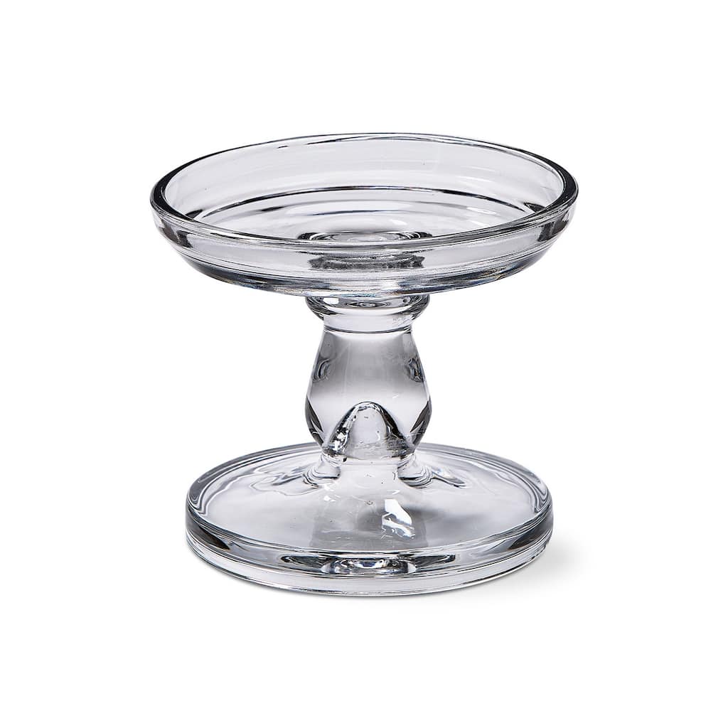 Lana Clear Glass Reversible Taper and Pillar Candle Holder Small, 5.0L x 5.0W x 5.9H inches